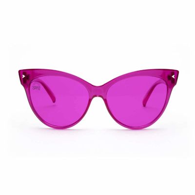 Gafas de sol de la lente de Cat Eyes Plastic Frame Magenta de la terapia del color