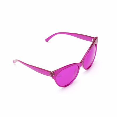 Gafas de sol de la lente de Cat Eyes Plastic Frame Magenta de la terapia del color