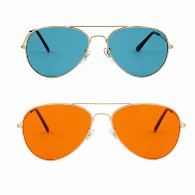 Vidrios llenos grandes de Sunglasses Color Therapy Sun del aviador del marco metálico